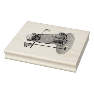 Sello De Caucho Golf Pug Jugando Golf (negro) Cute Dog Funny