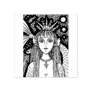 SELLO DE CAUCHO GÓTICO MERMAID, BLANCO DE LA FANTASÍA DEL MAR NEGR