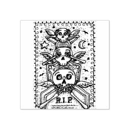 SELLO DE CAUCHO GÓTICO NO VE NINGÚN MALO, CEMETERO SKELETON RUBBER