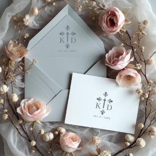 Sello De Caucho Graceful Christian Cross Monogram Wedding Initials