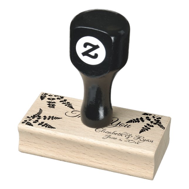 Sello De Caucho Gracias, Helechos Botánico Personalizado (Sello)