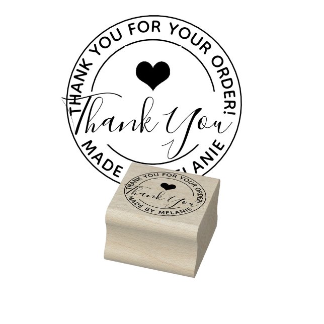 Sello De Caucho Gracias Logotipo Personalizado Elegante Guión Círc (create your own thank you calligraphy rubber stamp)