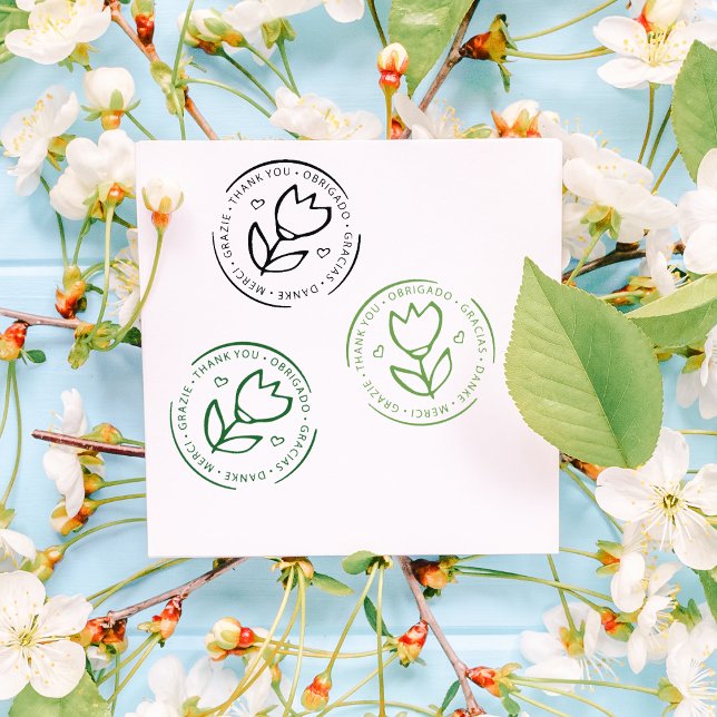 Sello De Caucho Gracias políglota, flor de pequeño tamaño (Subido por el creador)