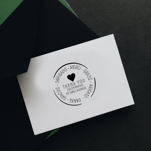 Sello De Caucho Gracias por apoyar negocios, multilingüe