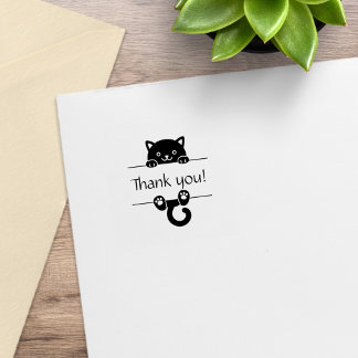 Sello De Caucho Gracias por la búsqueda de gatos negros. 1x1