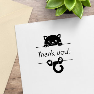 Sello De Caucho Gracias por la búsqueda de un gato negro lindo