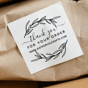Sello De Caucho Gracias por su pedido Laurel Leaf