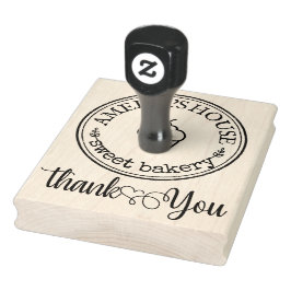 Sello De Caucho Gracias Script con el logo de la panadería casera