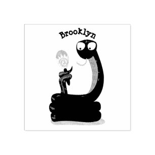 Sello De Caucho Graciosa serpiente verde con maraca personalizado