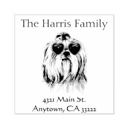 Sello De Caucho Gracioso Hipster Lhasa Apso Personalizado