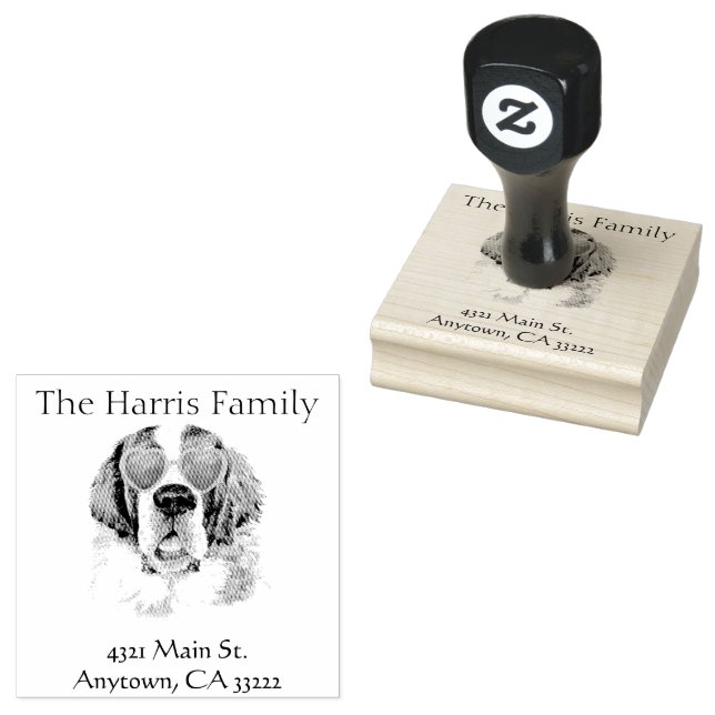 Sello De Caucho Gracioso Hipster Saint Bernard personalizado (Sellado)