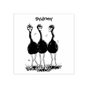 Sello De Caucho Gracioso ilustracion del trío de emu australiano p