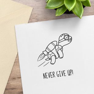 Sello De Caucho Gracioso Personalizado Jetpack Turtle Motivation