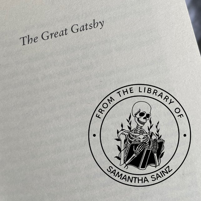 Sello De Caucho Gracioso Skeleton De La Biblioteca Del Libro Gótic (Subido por el creador)