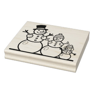 Sello De Caucho Gran familia de Snowman