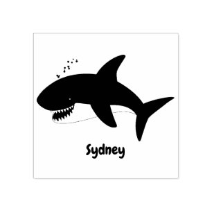 Sello De Caucho Gran ilustracion personalizado feliz de tiburón bl