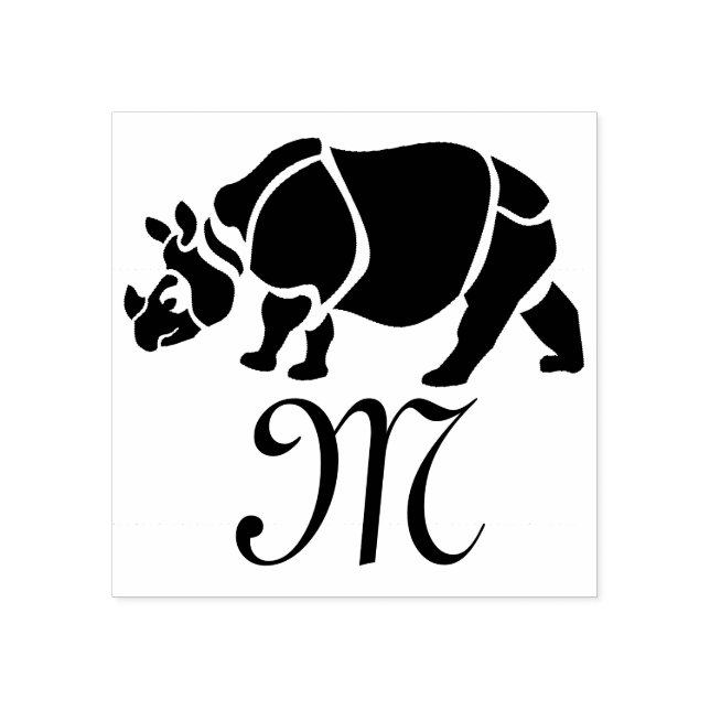 Sello De Caucho Gran rinoceronte indio Monograma de rinoceronte de (Impresión)