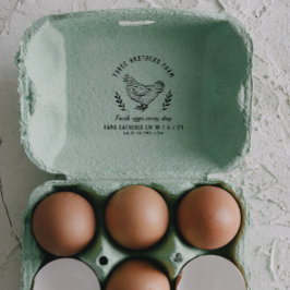 Sello De Caucho Granja de cartón de huevos rústicos botánicos de é