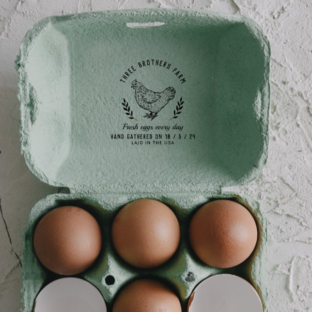 Sello De Caucho Granja de cartón de huevos rústicos botánicos de é (Subido por el creador)