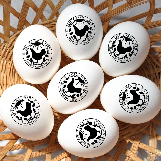 Sello De Caucho Granja de huevos de granja familiar Pollo redondo  (Subido por el creador)