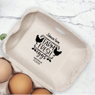 Sello De Caucho Granja de pollo con huevo fresco Cartón Añadir nom