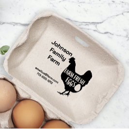 Sello De Caucho Granja de pollo con huevo fresco Cartón Añadir nom