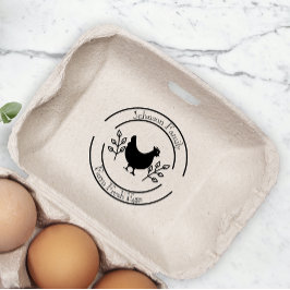 Sello De Caucho Granja de pollo con huevo fresco Cartón Añadir nom