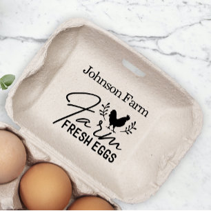 Sello De Caucho Granja de pollo con huevo fresco Cartón Añadir nom
