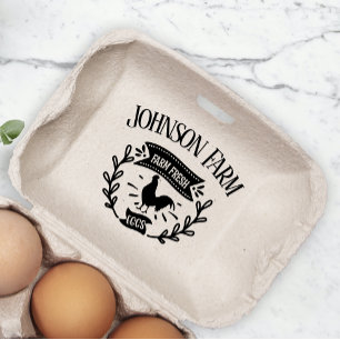 Sello De Caucho Granja de pollo con huevo fresco Cartón Añadir nom