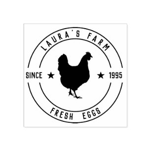 Sello De Caucho Granja de pollo de época Carro de huevos frescos p