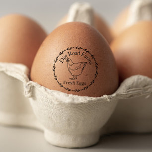 Sello De Caucho Granja de pollo de Orpington, Huevo floral fresco
