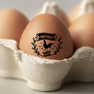 Sello De Caucho Granja de pollo dulce Huevo floral fresco