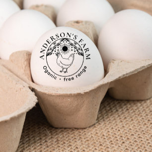 Sello De Caucho Granja editable de la familia de huevos frescos de