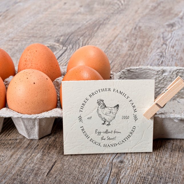Sello De Caucho Granja familiar de huevos frescos personalizado (Subido por el creador)