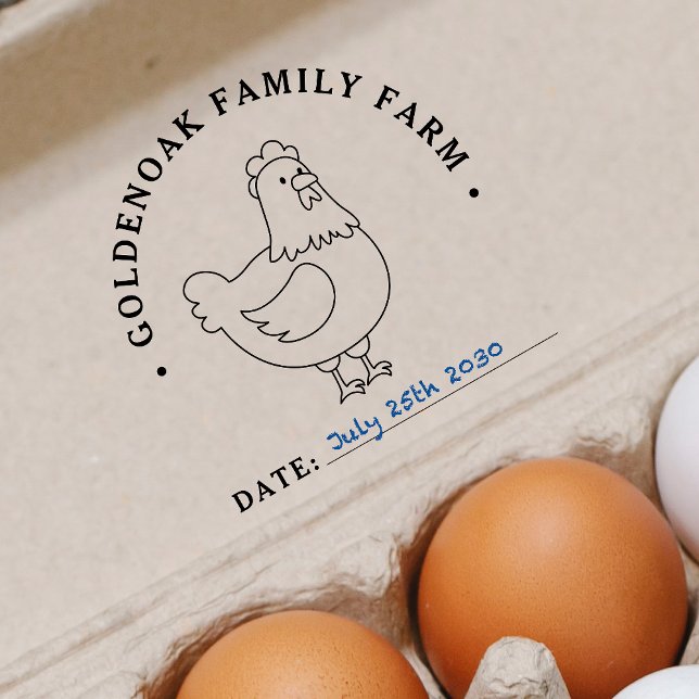 Sello De Caucho Granja personalizada de huevos de pollo con fecha  (Subido por el creador)