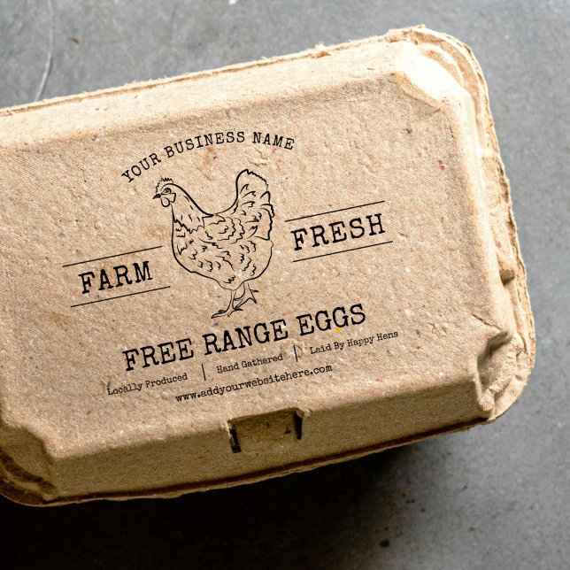 Sello De Caucho Granja Personalizado de pollo de huevo fresco (Simple and stylish custom rubber stamp for egg cartons, poultry or farm produce)
