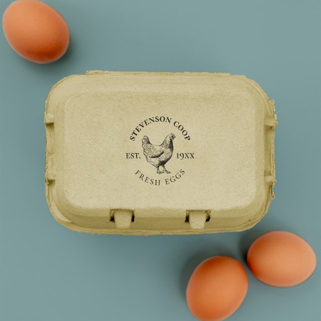 Sello De Caucho Granja rústica personalizada de huevos de pollo re (Subido por el creador)