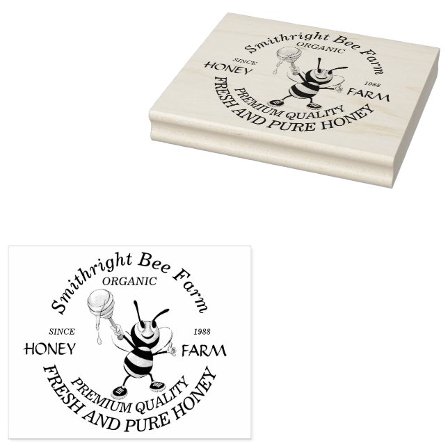 Sello De Caucho Granjero de miel de abeja personalizado (Sellado)