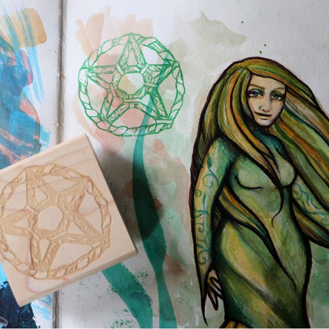 Sello De Caucho Green Witch Pentacle Nature Wicca (Subido por el creador)