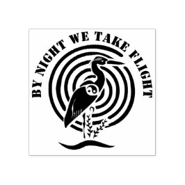 Sello De Caucho Grúa negra de pie en silueta de agua