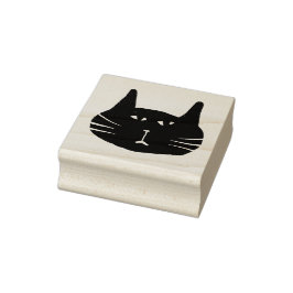 Sello De Caucho Grumpy black cat stamp