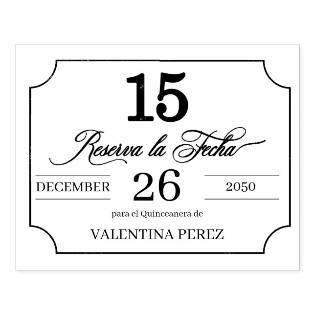 Sello De Caucho Guardar la fecha en español para Quinceanera (Impresión)