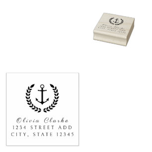 Sello De Caucho Guión de estilo del anclaje náutico