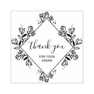 Sello De Caucho guión de marco floral gracias