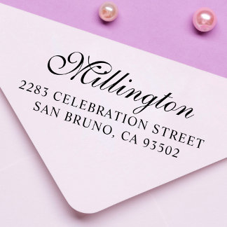 Sello De Caucho Guión de nombre de familia caligráfica y dirección