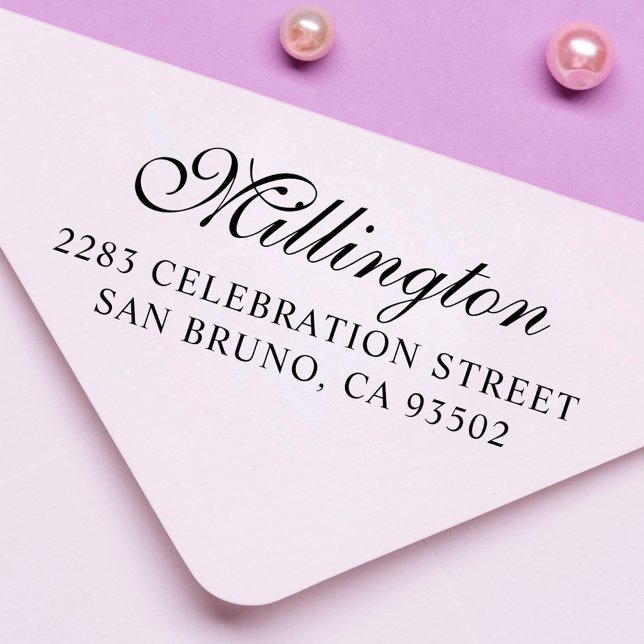 Sello De Caucho Guión de nombre de familia caligráfica y dirección (Subido por el creador)