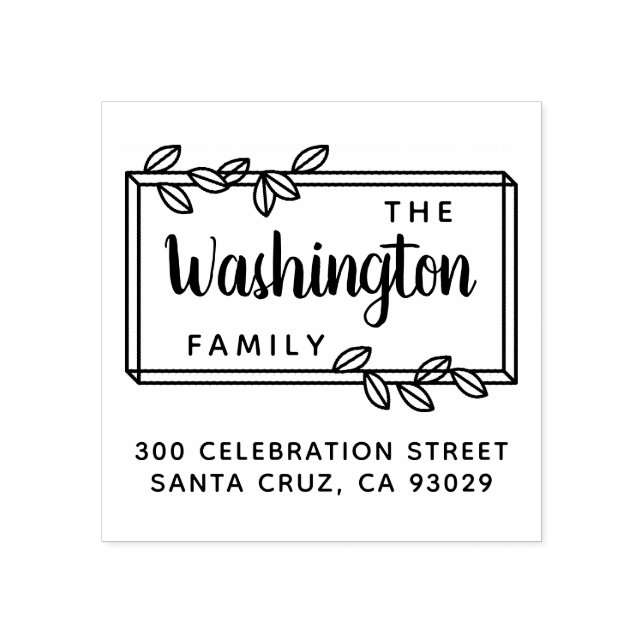 Sello De Caucho Guión de nombre de familia simple y dirección de r (Impresión)