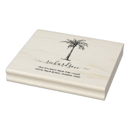 Sello De Caucho Guión moderno del Palm Tree Tropical Personalizado