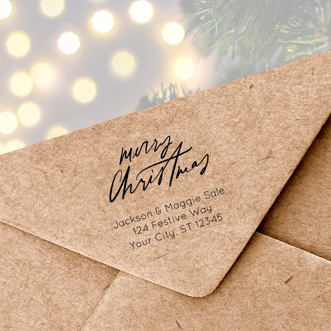 Sello De Caucho Guión moderno Feliz Navidad (Script Merry Christmas Rubber Stamp
)