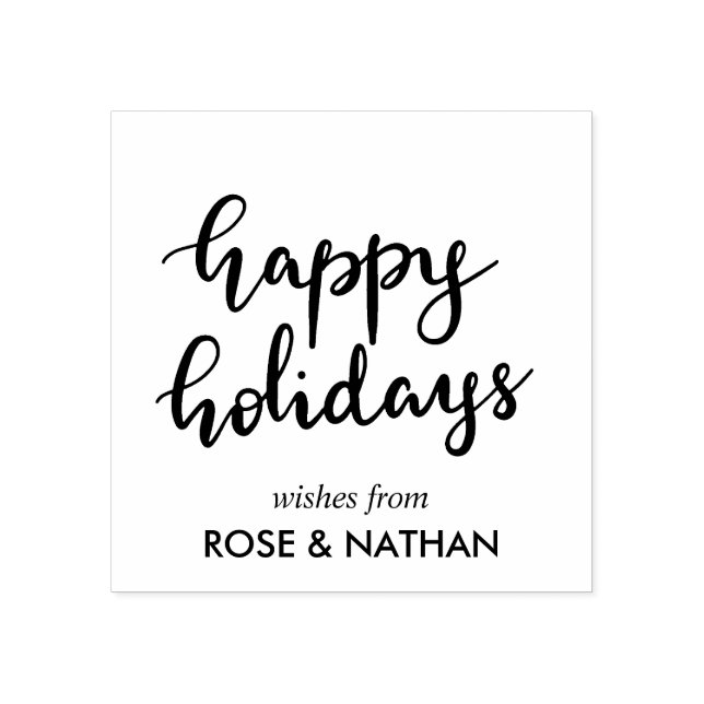 Sello De Caucho Guión negro manuscrito de vacaciones felices (Impresión)